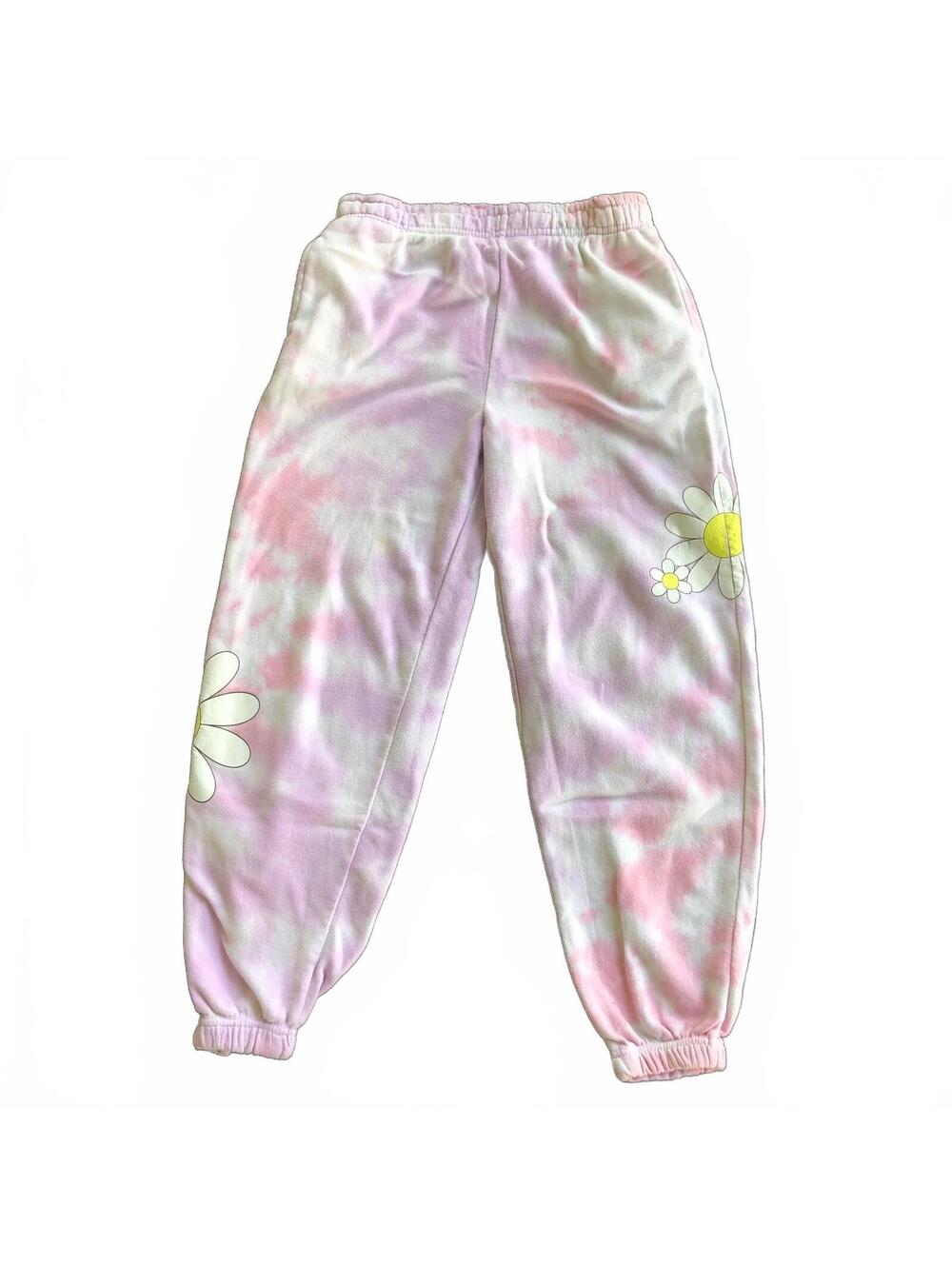 No Boundaries Girls' Tie-Dye Daisy Print Sweatpants, Size M (7-9)